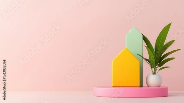 Obraz 3D chart showing mortgage payoff timeline, clear visual of property loan
