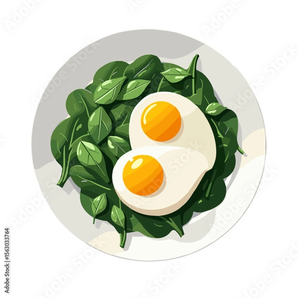 Obraz Vibrant boiled eggs on spinach plate, energizing health visuals