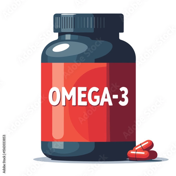 Obraz Bold omega-3 capsule container on white background, health energy