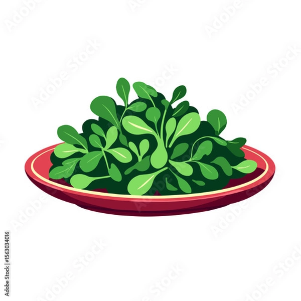Obraz Vibrant microgreens on a red plate, health and nutrition concept
