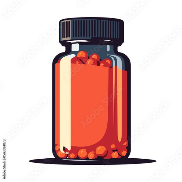 Obraz Bold fat-burning capsule bottle in pop art style, energy & health