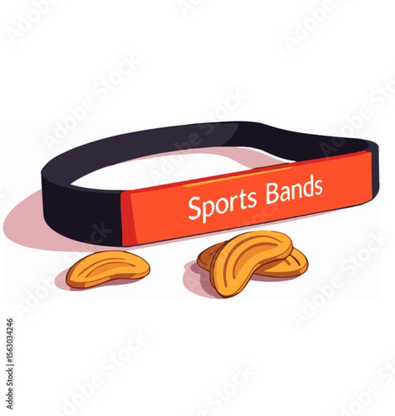 Obraz Bold vector illustration of resistance band with snacks, health concept