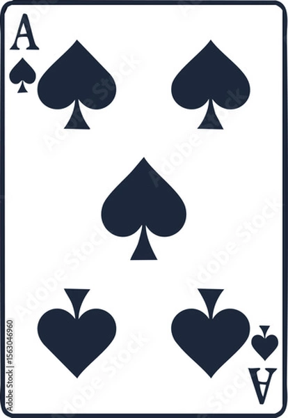 Fototapeta Vector Clean Playing Card Design Featuring Ace of Spades with Rounded Corners and Glossy Finish