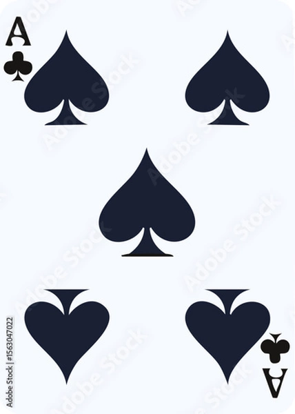Fototapeta Vector Graphic Illustration of Ace of Spades Card with Symmetrical Layout and Classic Spade Icon