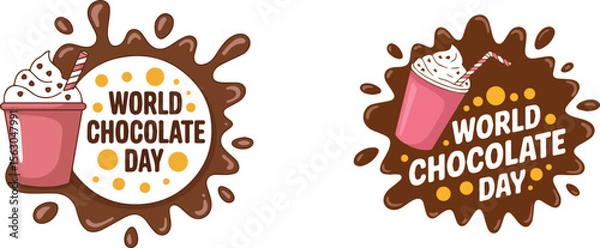 Obraz World Chocolate Day Splash Illustration with Creamy Milkshake and Cup