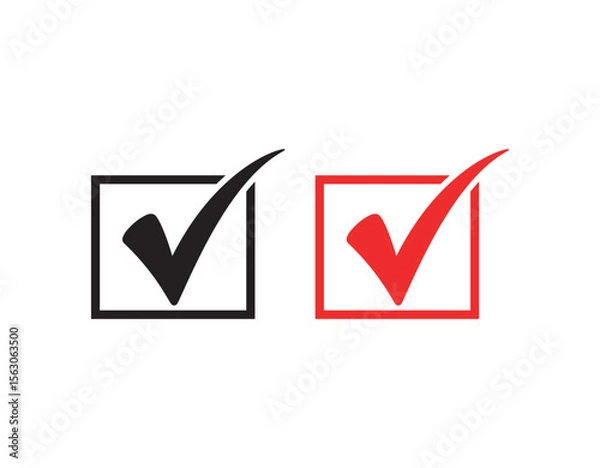Fototapeta Checkmark in box. Green checkmark in circle and rectangle. Check mark icons. Color full Tick of right, ok and yes. Checkmark Illustration. Vector symbols set. Sign of approved in checklist. Pictogram 