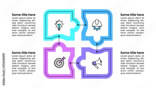 Obraz Infographic template. Puzzle with lines and 4 steps