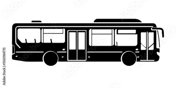Obraz Black and White Bus Silhouette Vector Illustration,
Public Transportation Icon: Bus Outline Graphic,
Simple Bus Vector for Travel and Commute Design,
Isolated Bus Silhouette for Urban Mobility Concept