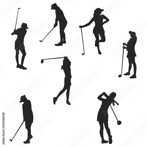 Fototapeta golfer silhouettes