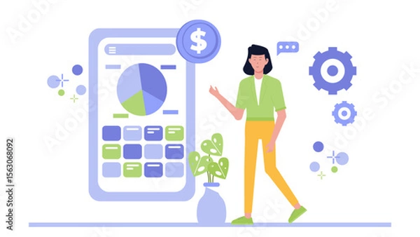 Fototapeta Business owner checking e-wallet transaction reports