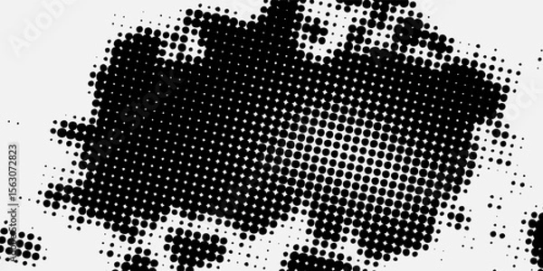 Fototapeta Dotted halftone gradient texture. Vanishing polka dot background. Repeating dots gradation pattern background. Black fading comic pop art overlay backdrop. Raster effect wallpaper. Vector halftone