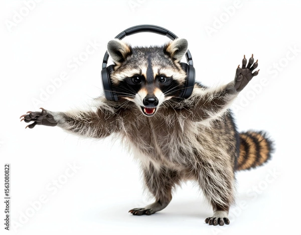 Obraz Funky Raccoon DJ Groovy Beats and Happy Vibes