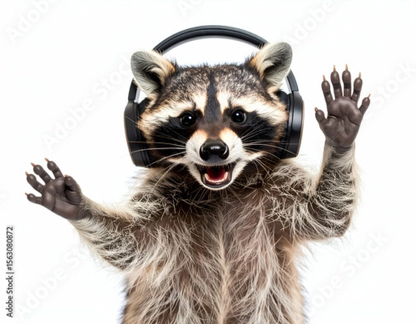 Obraz Groovy Raccoon Funky Beats and Happy Vibes