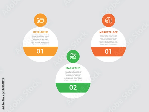 Fototapeta Business Development Concept for 3 steps Infographic Design with Editable Stroke Line Icons