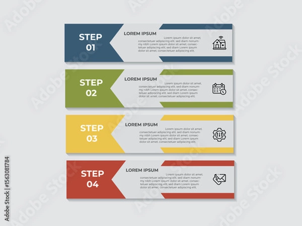 Fototapeta Vector Infographic 4 long circle label, infographic with number 4 options processes.