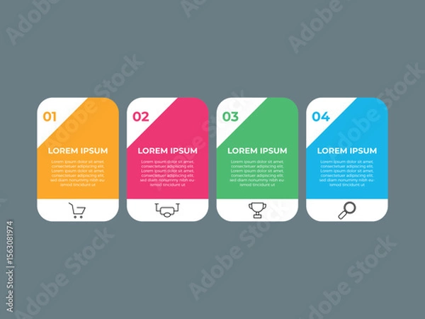 Fototapeta 4 Steps business data visualization timeline process infographic template design with icons