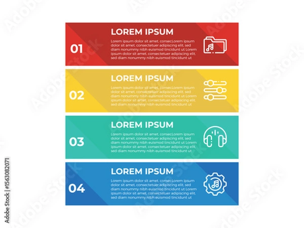 Fototapeta Vector Infographic design business template with icons and 4 options or steps. Can be used for process diagram, presentations, workflow layout, banner, flow chart, info graph