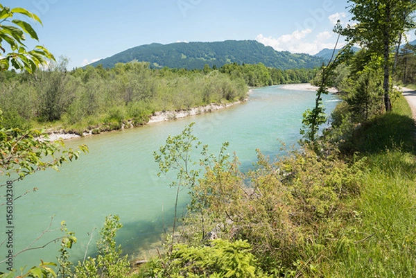 Obraz beautiful green Isar river, near Bad Tolz, bavarian landscape