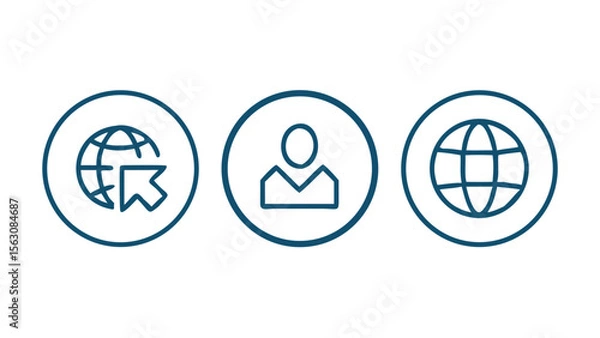Obraz Website user profile and global network connection icons for business and web use