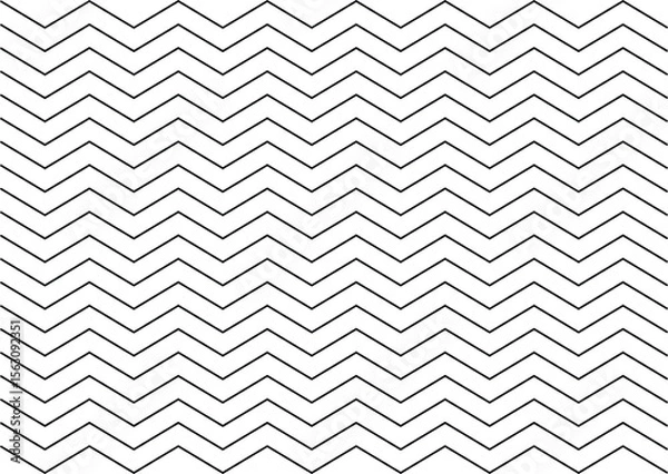 Fototapeta Geometric black chevron pattern with sharp zig zag lines isolated on white background