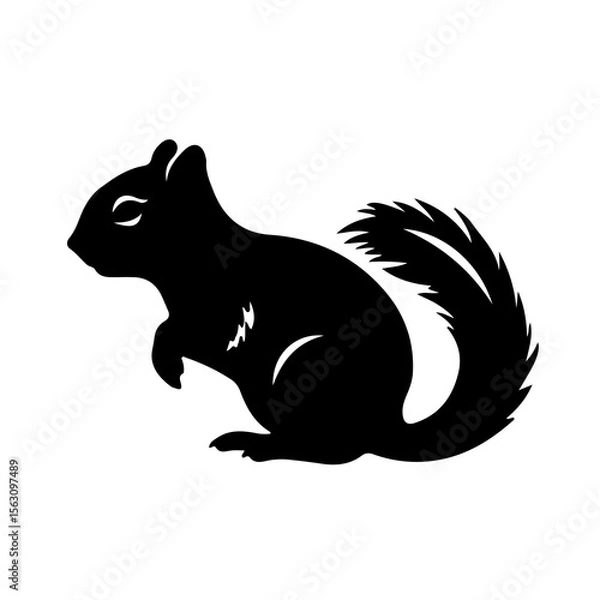 Obraz vector image of a squirrel silhouette in transparent background 