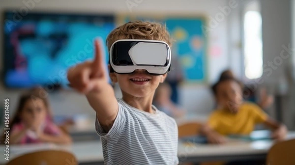 Obraz Child exploring virtual reality in classroom