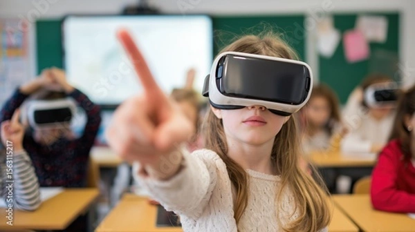 Obraz Child exploring virtual reality in classroom