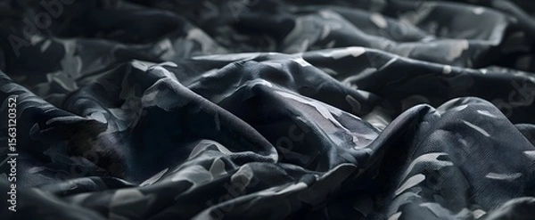 Fototapeta Close-up view of a dark fabric with a unique pattern.