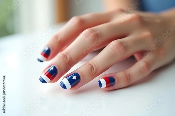 Obraz Close-up of five female fingers with red, white, and blue polished nails in a clean patriotic style, 4th of july, memorial day, USA independence day, USA









Ask ChatGPT
