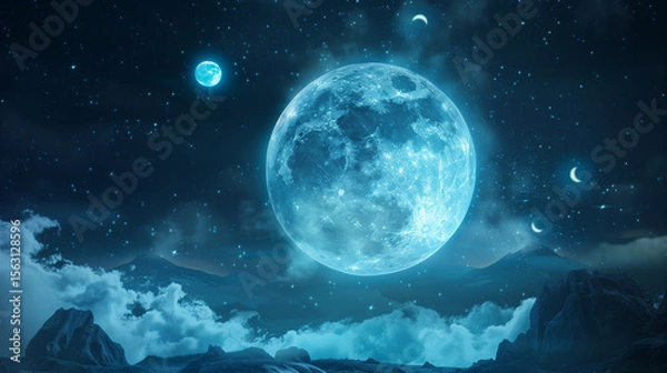 Fototapeta 
"Holographic moon phase display in sci-fi control room 