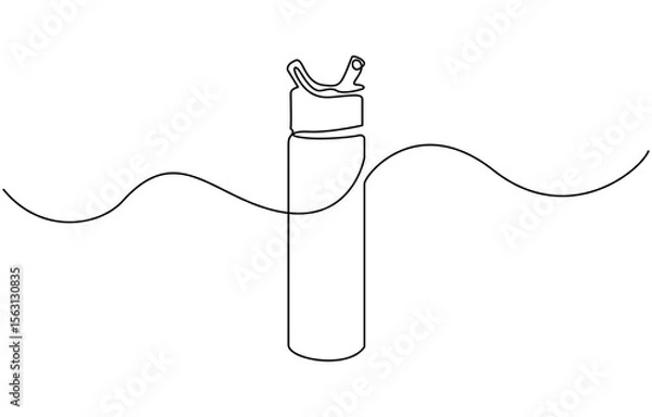 Fototapeta Continuous Line Drawing of Water Bottle Icon. Hand Drawn Symbol Vector Illustration, Continuous one line drawing , healthy lifestyle.