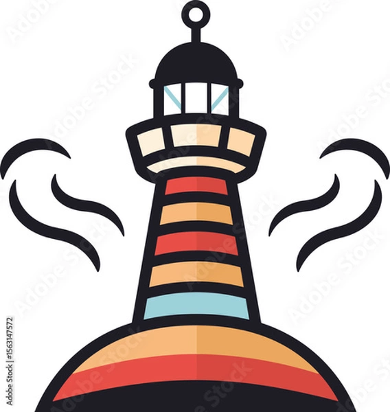 Fototapeta Colorful Lighthouse Vector Graphic Illustration Icon Design