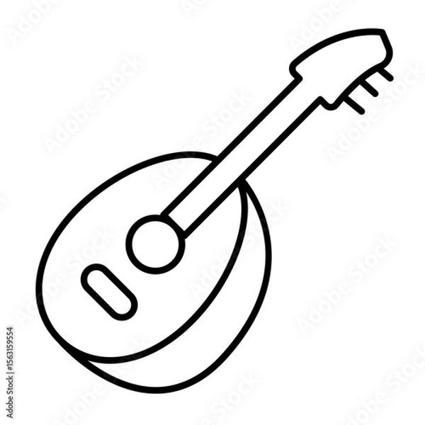 Fototapeta Domra thin line icon, arabian culture concept. Vector graphics. String instrument, musical sign on white background, style mobile or design.