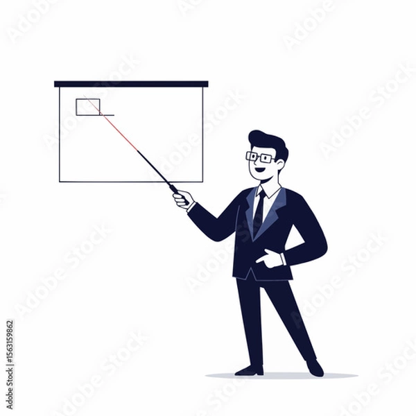 Obraz Flat vector character giving a presentation with a laser pointer