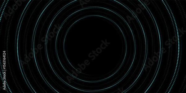 Fototapeta 3D blue techno background. Big data visualization on dark space with dotted lines shape effect decoration. Modern graphic design element dots circle style concept for flyer, card, or brochure cover