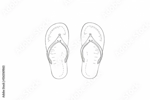 Fototapeta Line Drawing of Flip-Flops