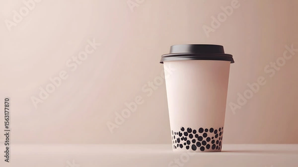 Obraz Customizable Bubble Tea Cup with Clean Studio Branding Mockup