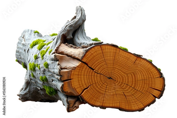 Obraz broken tree log isolated on a white background, transparent