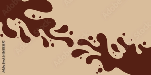 Obraz Coffee or chocolate liquid texture. Cocoa splash vector background. Abstract liquid brown waves illustration.