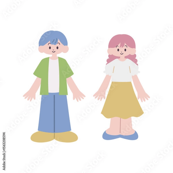 Fototapeta 若い男性と女性の全身