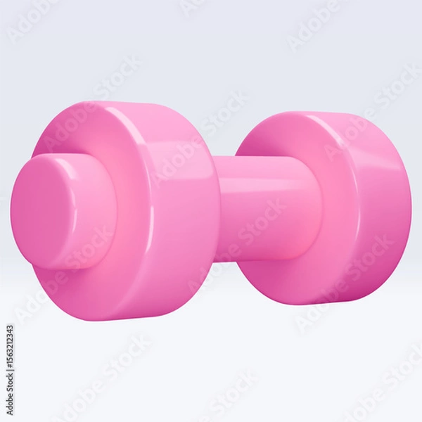 Fototapeta Pink Dumbbell Realistic icon, 3d render. Isolated on white backround. Sport And Fitness design set. Vector illustration for shop, flyer, banner, web, advertising, sale