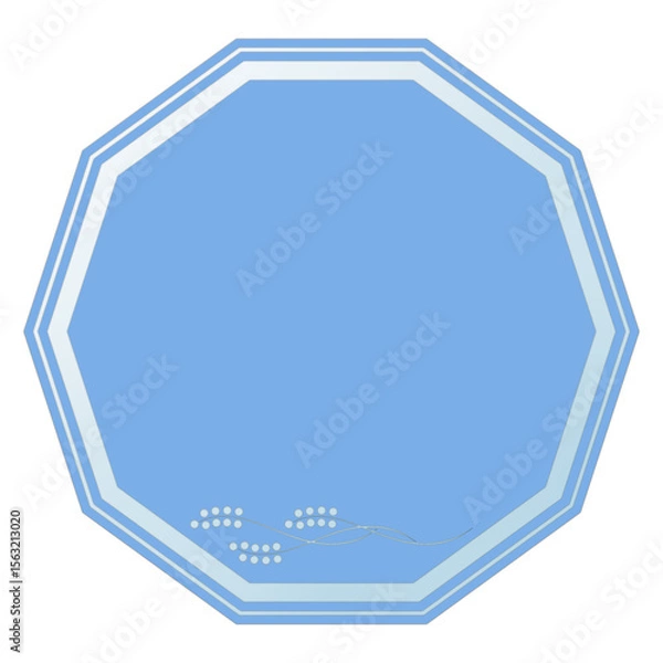 Obraz Blue Decagon-Shaped Text Frame with Glass Effect and Carved Design, Isolated on White Background