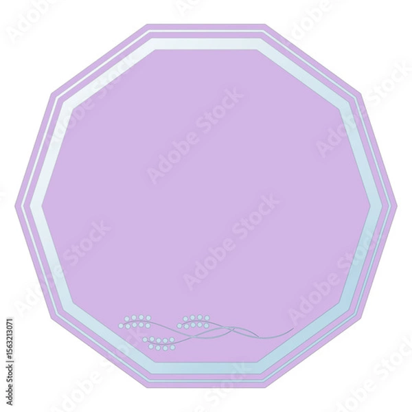 Obraz Purple Decagon-Shaped Text Frame with Glass Effect and Carved Design, Isolated on White Background