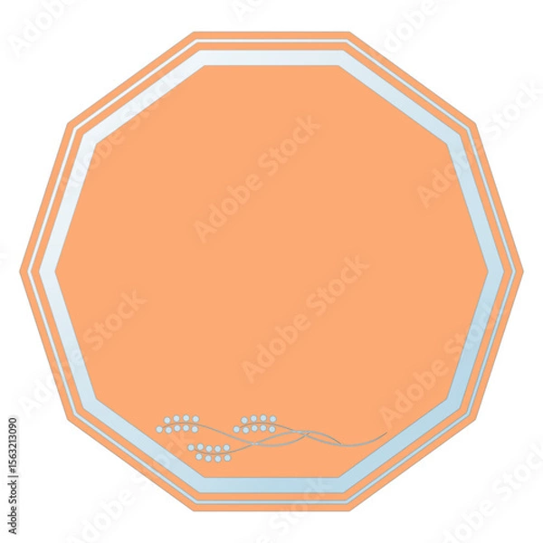 Obraz Orange Decagon-Shaped Text Frame with Glass Effect and Carved Design, Isolated on White Background