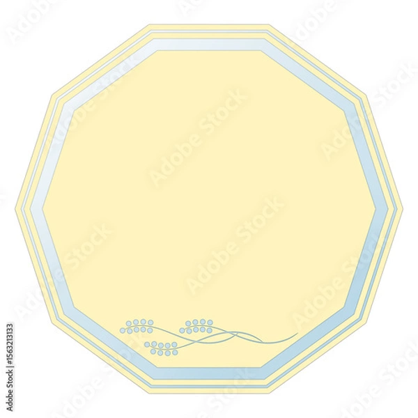 Obraz Yellow Decagon-Shaped Text Frame with Glass Effect and Carved Design, Isolated on White Background