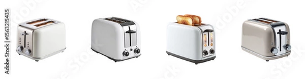 Fototapeta Retro style toasters in beige against transparent background Generative AI