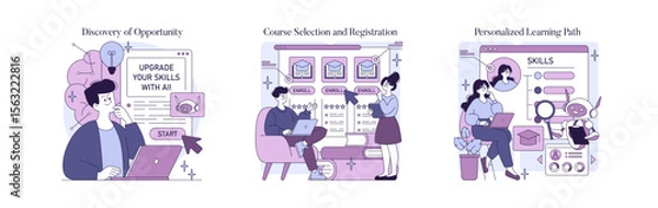Fototapeta AI-Assisted Learning and Course Registration Concept