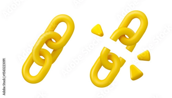 Fototapeta Link and unlink chain vector 3d icon. 