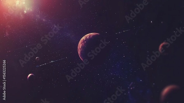 Fototapeta  Exploring celestial bodies in the vast universe space digital art cosmic environment stellar viewpoint