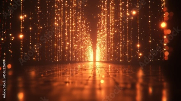 Fototapeta Illuminating sparkling pathway futuristic space digital art dark environment perspective concept
